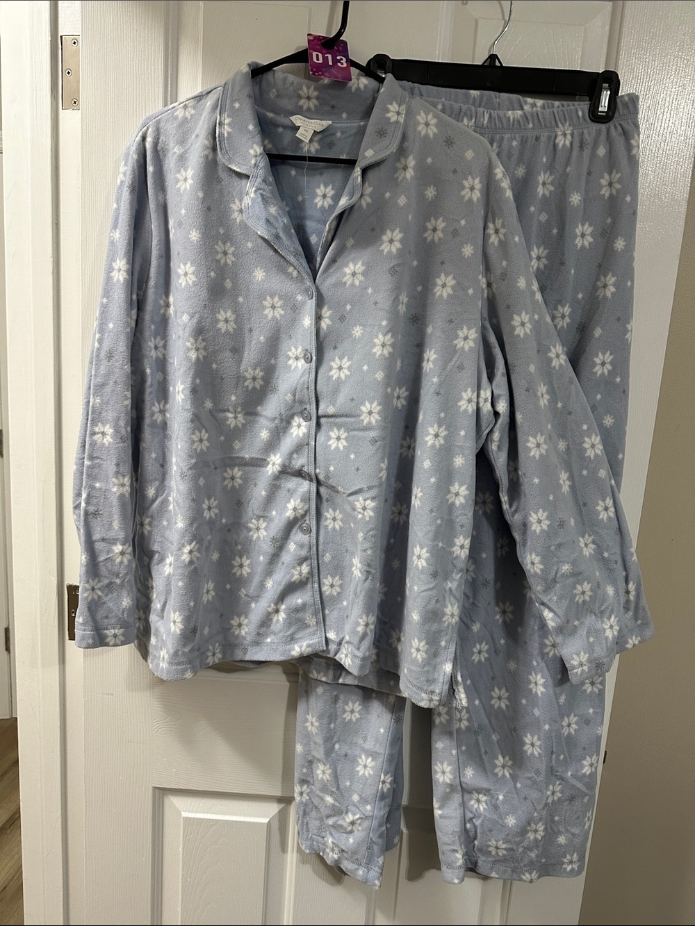 Charter Club Pale Blue Snowflake Two-Piece Pajama Set